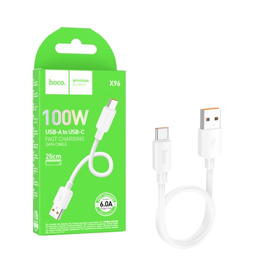 Cabo Hoco X96 Hyper Tipo-c 100W 6A 25CM Branco Cabo Hoco X96 Hyper Tipo-c 100W 6A 25CM Branco